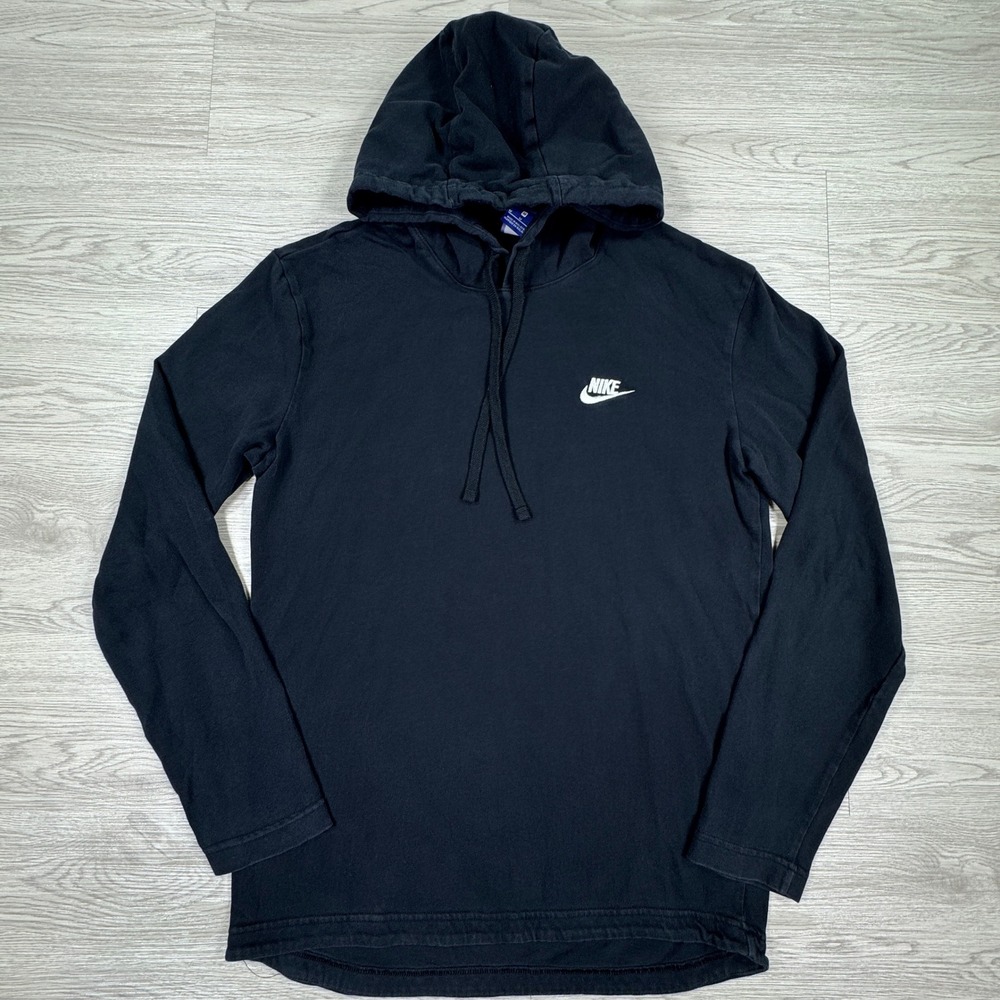 Nike Mens Hoodie Pullover Long Sleeve Shirt‎ Black Size M Embroidered Logo